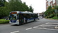 English: Metrobus 628 (YN08 DFP), a Scania CN230UB OmniCity, on the Roundabout between Brighton Road and Marketfield Way, Redhill, on route 100, heading for Marketfield Way and the bus station.