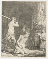 The Beheading of John the Baptist label QS:Len,"The Beheading of John the Baptist" label QS:Lnl,"De onthoofding van Johannes de Doper" . 1640. etching print and drypoint print. 12.7 × 10.2 cm (5 × 4 in). Various collections.