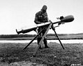 M-388 Davy Crockett nuclear weapon mounted to a recoilless rifle tripod