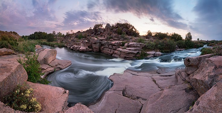 Panorama of Tokivske Waterfall, Kamianske Reserve. By Ryzhkov Sergey