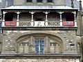 Balcony with decorative banners