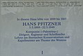 Hans Pfitzner, Durlacher Straße 25, Wilmersdorf