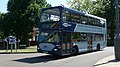 English: Metrobus 472 (YN53 RYA), a Scania N94UD OmniDekka, turning around on the roundabout in Haslett Avenue West, at the end of The Broadway, Crawley, West Sussex, running out of service.
