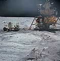 John W. Young working at the Lunar Rover