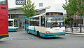 English: Arriva The Shires 3833 (M503 VJO), a Dennis Dart SLF/Marshall, leaving High Wycombe bus station into Bridge Street, High Wycombe, Buckinghamshire, on route 74, which is operated under competition from First Berkshire.