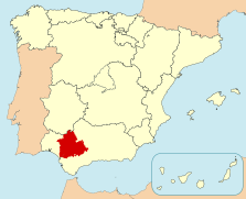 Español: Localización de la provincia de Sevilla respecto a España