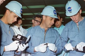 Apollo 1 crew inspect spacecraft equipment.tif