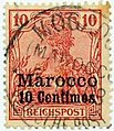 Briefmarke der deutschen Reichspost in Marokko