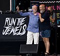 Jeremy Corbyn and Michael Eavis together on the Pyramid Stage