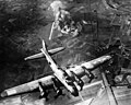 The first big raid by the 8th Air Force was on a Focke Wulf plant at Marienburg. Coming back, the Germans were up in full force and we lost at least 80 ships-800 men, many of them pals. Army Air Forces., 1943