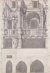 Design for Façade Painting for the House of the Dance, Basel label QS:Len,"Design for Façade Painting for the House of the Dance, Basel" circa 1520 date QS:P,+1520-00-00T00:00:00Z/9,P1480,Q5727902