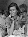 Florence Thompson with several of her children in a photograph known as "Migrant Mother", March 1936