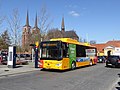 Battery-powered bus at Roskilde Cathedral.