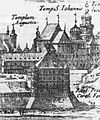 The Palace covered with characteristic pyramidal roof as seen in 1656