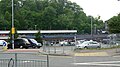 English: The east side of Sevenoaks railway station, London Road, Sevenoaks, seen in June 2009. This is the car park.