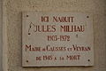 Plaque sur la maison natale de Jules Milhau, ancien maire.