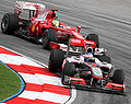 Pursued by Felipe Massa at the 2010 Malaysian GP.