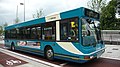 English: Arriva The Shires 3276 (V276 HBH), a DAF SB220/Plaxton Prestige, in Station Way, waiting for the traffic lights to change so it could cross Friarage Road, into Great Western Street/Aylesbury bus station, Aylesbury, Buckinghamshire, on route 500. A few weeks after this photograph was taken, on 29 July 2009, whilst running dead from Hemel Hempstead to Aylesbury to take up route 500, 3276 caught fire at Tring, and was completely destroyed.