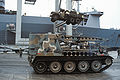 578 light armored recovery vehicle is parked at the Dundalk Marine Terminal, during Exercise REFORGER'86.