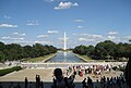 View of the Washington Monument from the steps of the Lincoln Memorial.