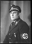 Wilhelm Rediess (1900-45) SS-Standartenführer Allgemeine-SS black uniform c. 1933–34 Portrait collection of Nazi party NSDAP members National Archives NARA Unrestricted No known copyright 242-HLT-4.jpg