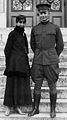 With wife Mamie on front steps of St. Louis Hall (St. Mary's University), San Antonio, TX, 1916