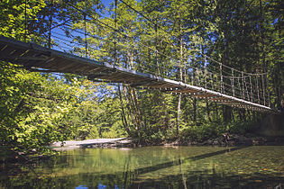 Footbridge across river