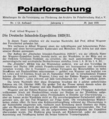 First article of the journal Polarforschung describing the death of Alfred Wegener during his expedition to Greenland