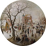 Hendrick Avercamp, A Winter Scene with Skaters near a Castle, 1608–10