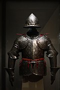 Russeted and gilded half armor made of steel, brass, leather, and textiles, c. 1600