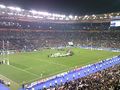 The England rugby team collecting their medals at the 2007 Rugby World Cup final