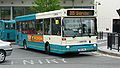 English: Arriva The Shires 3214 (R214 GMJ), a Dennis Dart SLF/Plaxton Pointer, leaving High Wycombe bus station into Bridge Street, High Wycombe, Buckinghamshire, on route 305. Arriva no longer operates this route.