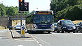 English: Metrobus 551 (YN05 HCG), a Scania OmniCity, in Southgate Avenue, Crawley, West Sussex, waiting at the traffic lights at the junction with Station Way, on route 20.