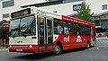 English: Arriva The Shires 3821 (N521 MJO), a Dennis Dart SLF/Plaxton Pointer, leaving High Wycombe bus station into Bridge Street, High Wycombe, Buckinghamshire, on Red Route 33, part of the High Wycombe Rainbow Routes network, supported by Buckinghamshire County Council.