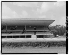 EAST FECADE OF NORTH END OF GRANDSTAND- CD-W. - Hialeah Park Race Track, East Fourth Avenue, Hialeah, Miami-Dade County, FL HABS FLA,13-HIAL,1-78.tif