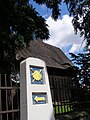 English: Church of St. Leonard in Wojnicz, sign of the Way of St. James Polski: Wojnicz - kościół św. Leonarda, znak Szlaku św. Jakuba