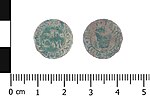 Thumbnail for File:Post Medieval trade token (Obverse and reverse). (FindID 861593).jpg