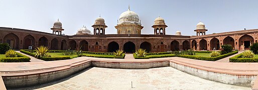 Panoramic view of tomb interior complex showing tomb, galleries and water pond.jpg