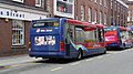 English: Wilts & Dorset 2664 (V665 DFX), an Optare Solo, in Endless Street, Salisbury, Wiltshire. Some town service stop on this road, adjacent to the bus station, rather than actually in the bus station itself.