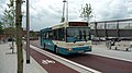 English: Arriva The Shires 3296 (X296 MBH), a Dennis Dart SLF/Plaxton Pointer 2 MPD, in Station Way, waiting for the traffic lights to change so it could cross Friarage Road, into Great Western Street/Aylesbury bus station, Aylesbury, Buckinghamshire, Blue Route 2, part of the Aylesbury Rainbow Routes network, supported by Buckinghamshire County Council.