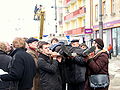 Filmmaking of 'Black Thursday' on crossway of ulica 10 Lutego and ulica Świętojańska in Gdynia