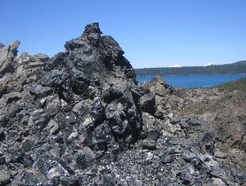 Pile of obsidian on Newberry Obsidian flow, central Oregon