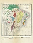 Martius, 1867. Die ehemalige Verbreitung und die muthmasslichen Wanderungen der Tupis. Die jetzigen Haupt-Sprachengruppen.jpg