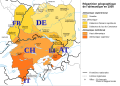 Français :   Alemannic language location map in 1950 with countries-fr.svg