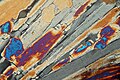 Rock anhydrite in thin section (crossed niccols) showing gypsification, Hauptanhydrit, Upper Permian, Germany