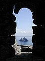 Little Skellig, seen through a window of Michael Skellig´s Hermitage