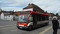 English: Wilts & Dorset 2614 (R614 NFX), an Optare Solo, in Rollestone Street, Salisbury, Wiltshire, on route 29.