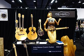 Andy Manson Custom Guitars (Mortágua, Portugal) - triple-neck guitar with mandolin, acoustic guitar, F-style mandolin, Mermaid guitar - Boutique Guitar Showcase - 2017 NAMM Show (2017-01-19 14.33.19 by Pete Brown @ Flickr 31604590913).jpg