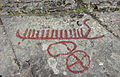 English: Flyhov rock carvings near the table mountain Kinnekulle. Svenska: Hällristningarna vid Flyhov vid platåberget Kinnekulle.