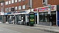 English: A bus stop in Oxford Street, High Wycombe, Buckinghamshire, in the town centre.